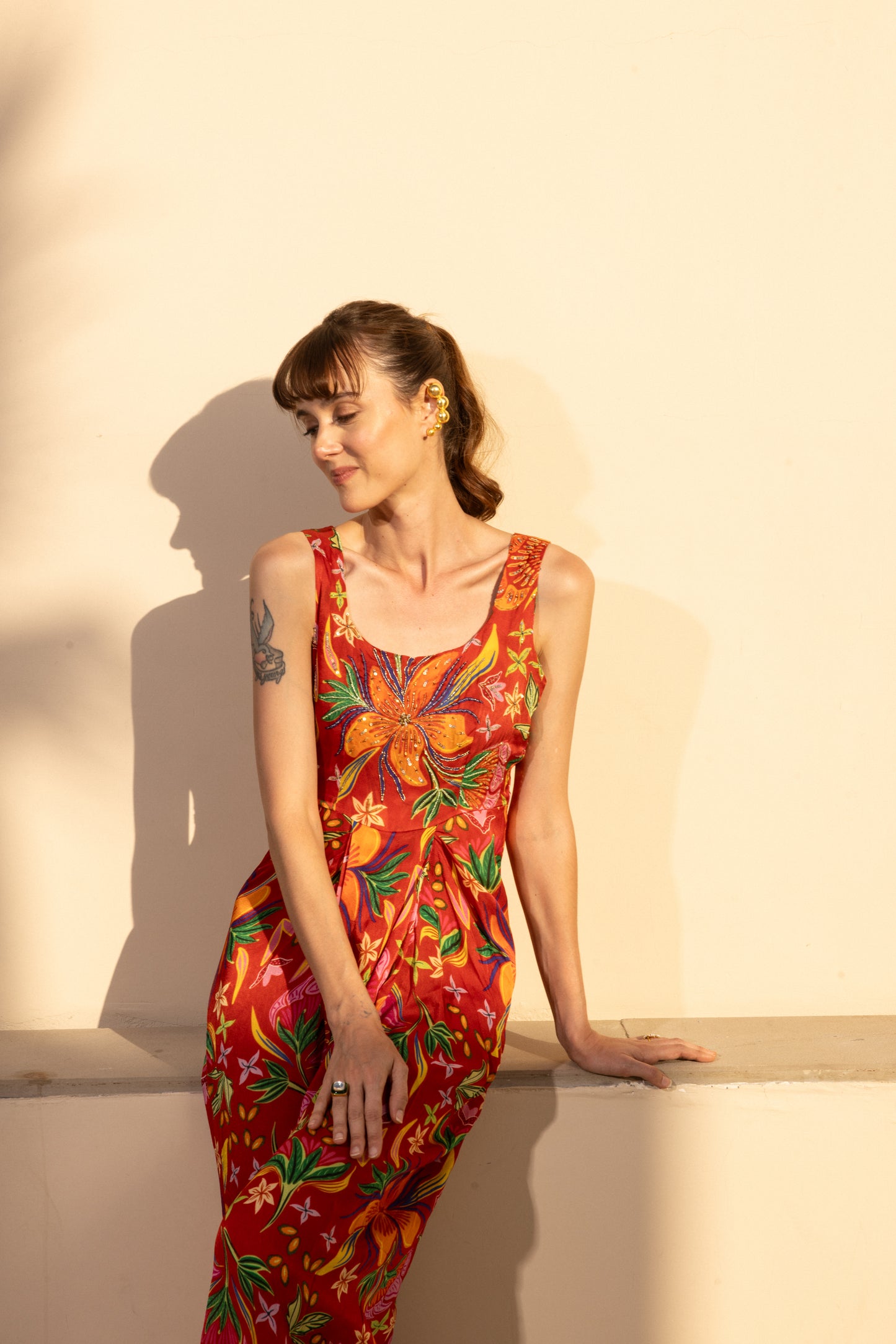 Electra Red Dhoti Skirt