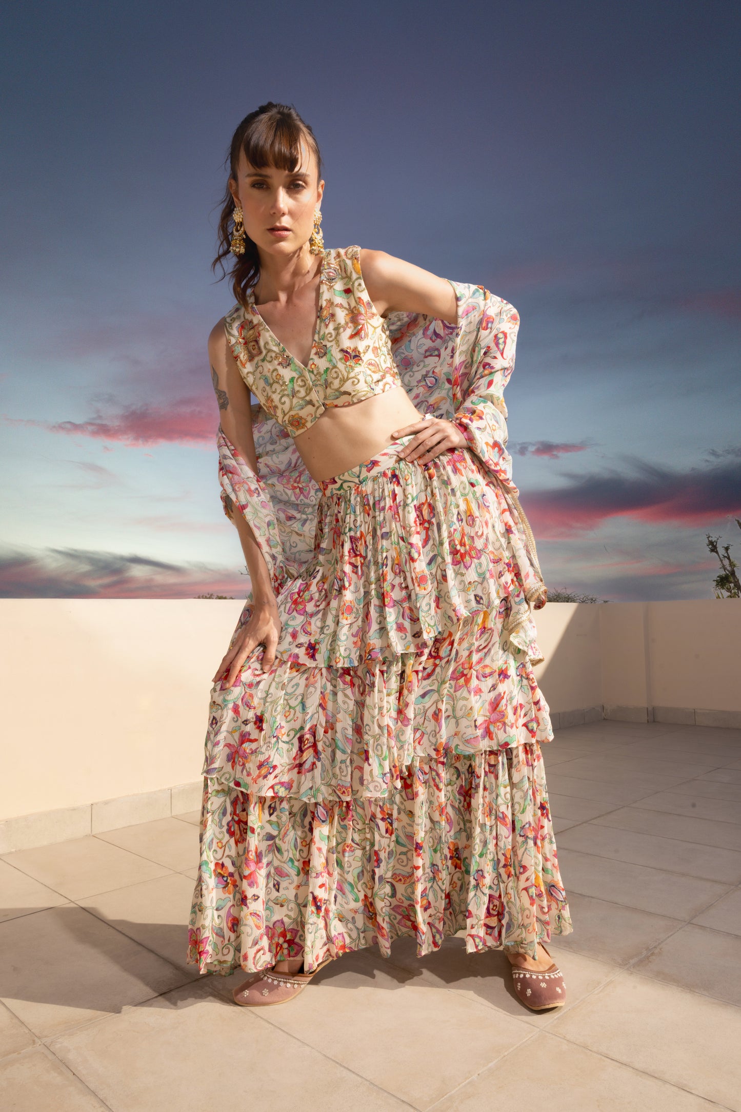 Ivy Off-White Embroidered Set with Dupatta