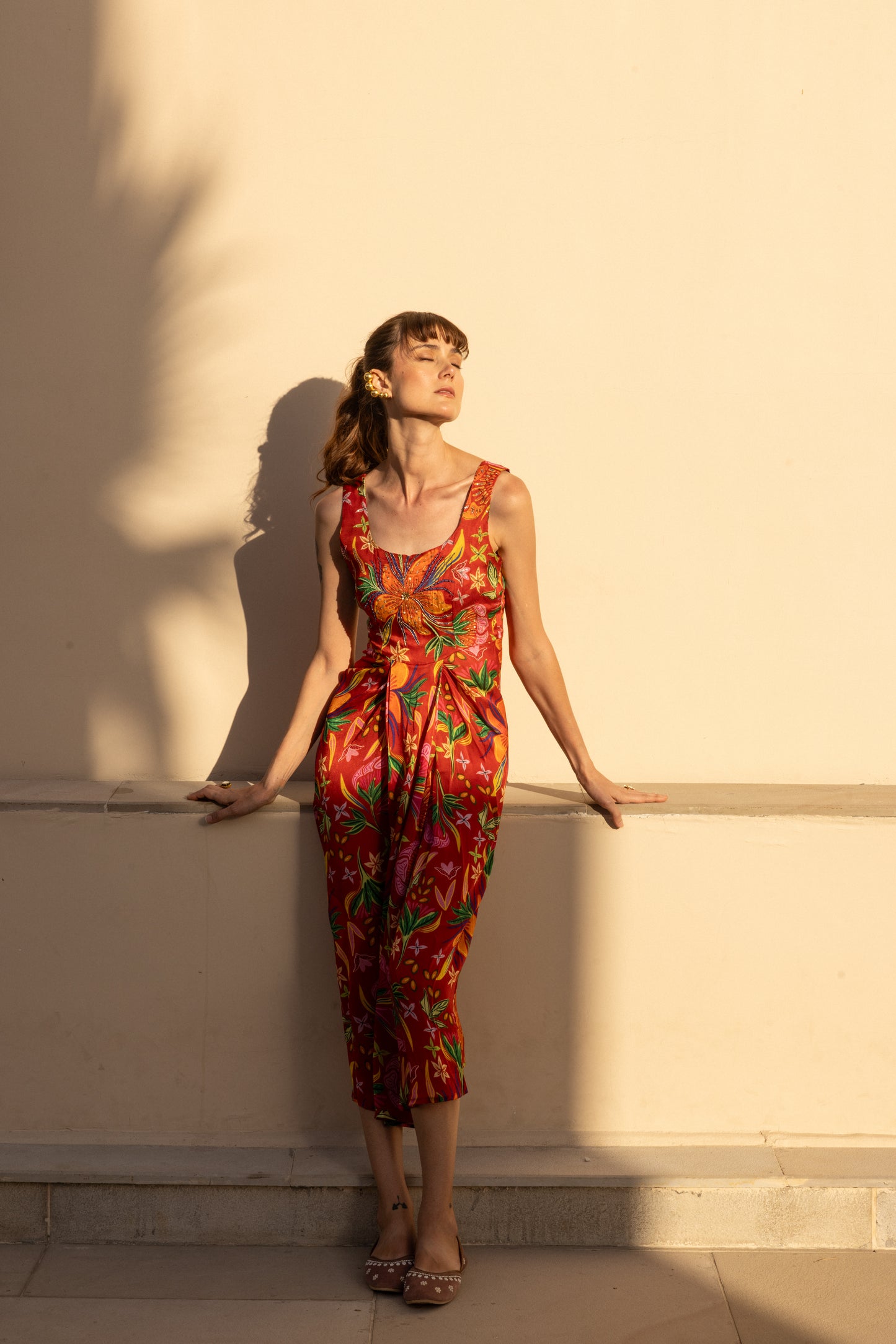 Electra Red Dhoti Skirt