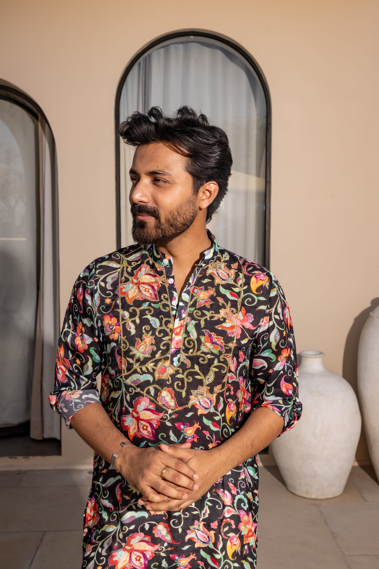 Ivy Black Hand embroidered Kurta