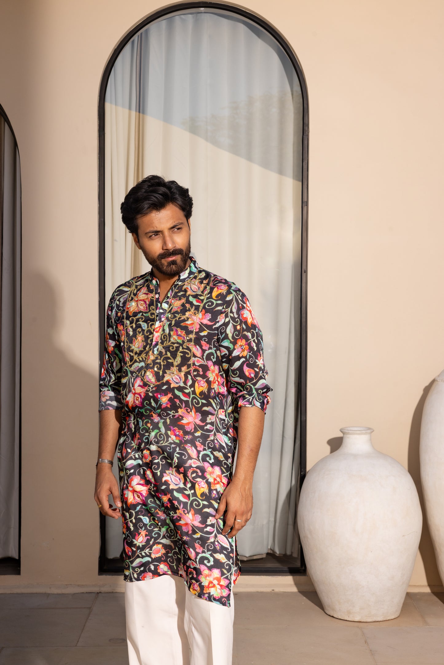 Ivy Black Hand embroidered Kurta