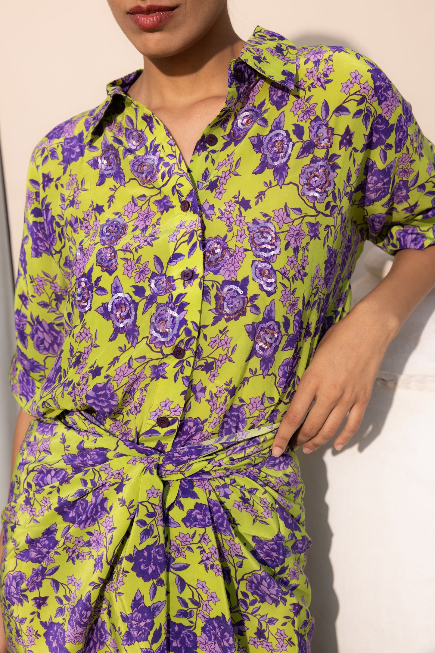 Sage Lavendra Embroidered Set