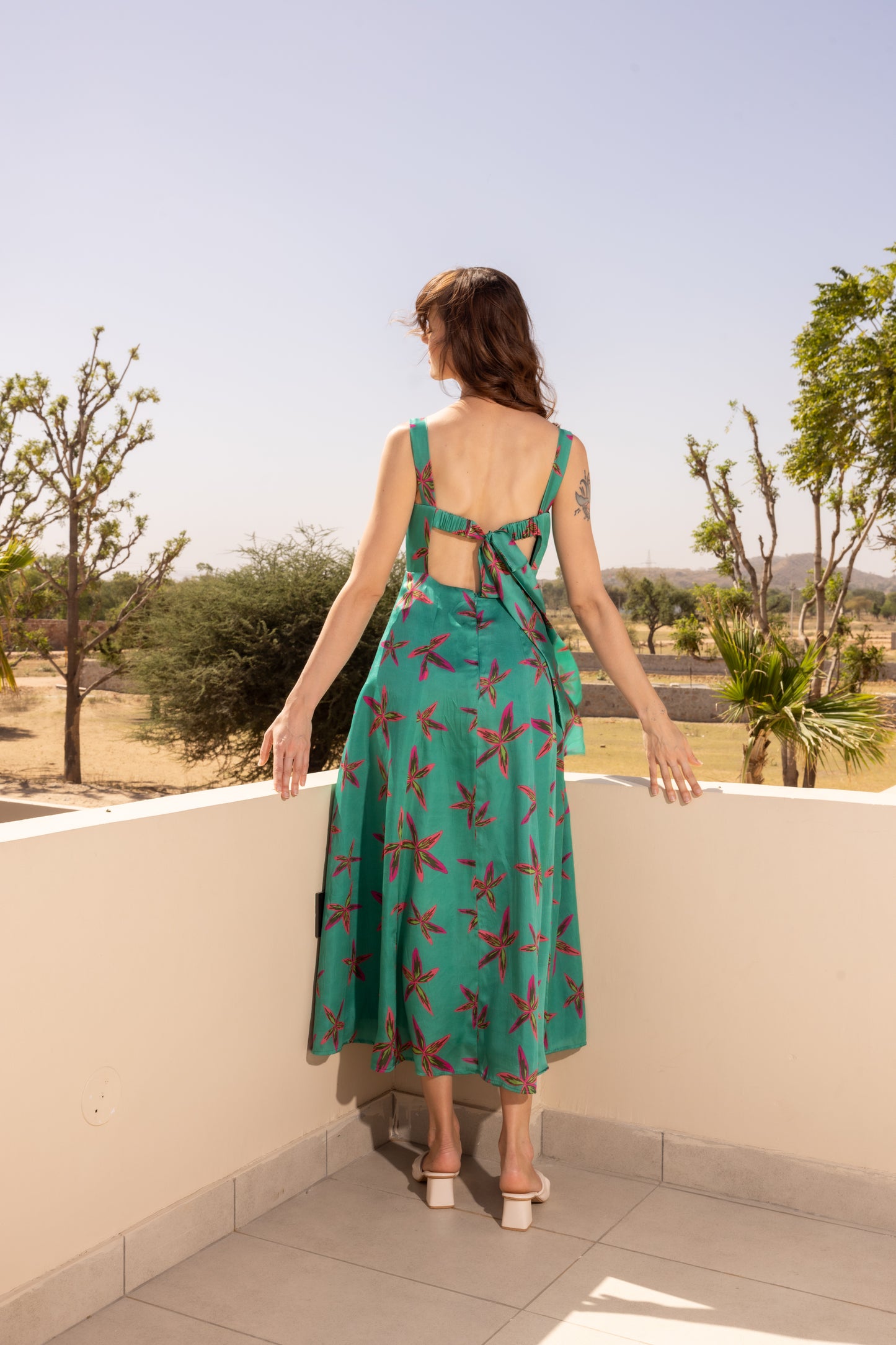 Star Palm Midi Dress