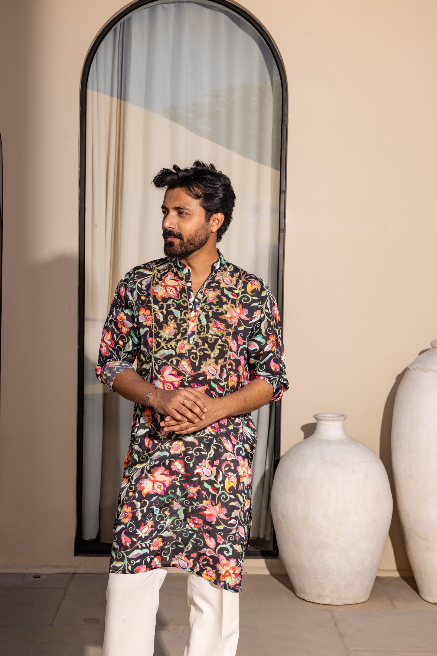 Ivy Black Hand embroidered Kurta