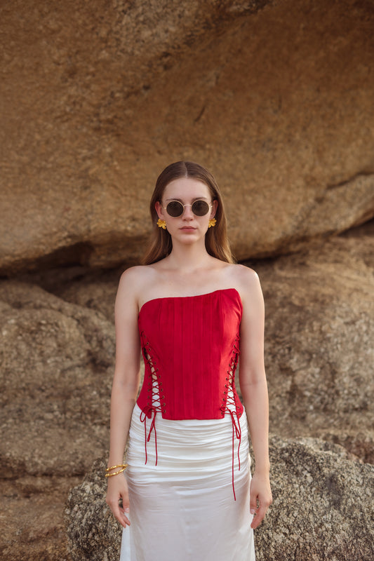 Red Armour: Suede Corset with eyelets