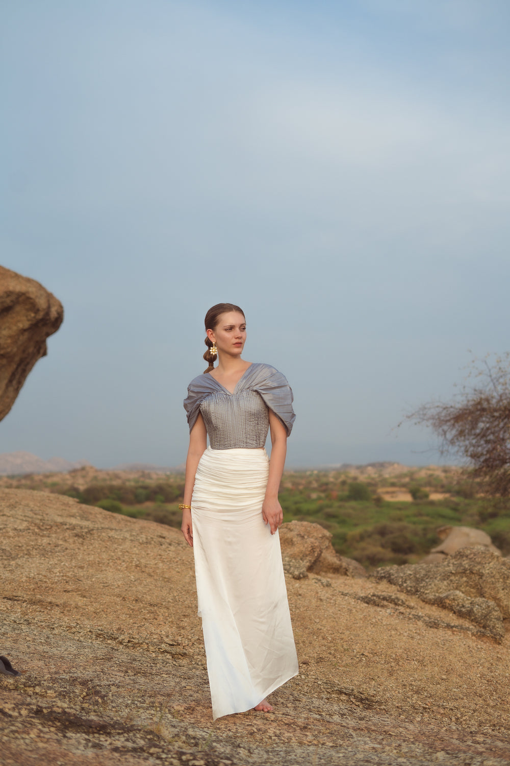 Silver Sunshine: Corset Top with pin- tucks
