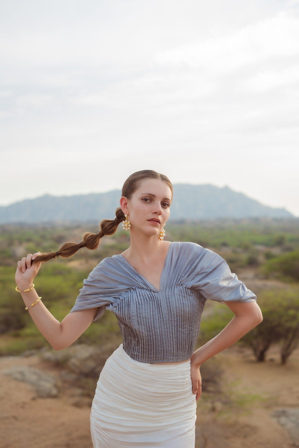 Silver Sunshine: Corset Top with pin- tucks
