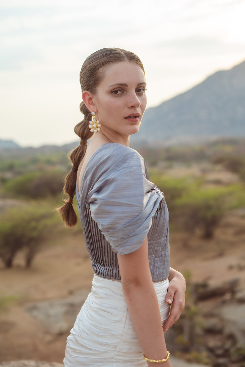 Silver Sunshine: Corset Top with pin- tucks