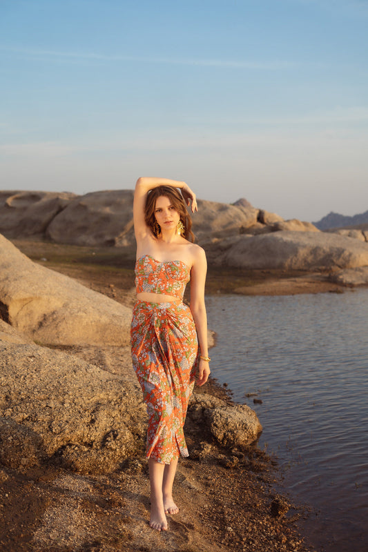 Valentina Block- Printed Dhoti Skirt
