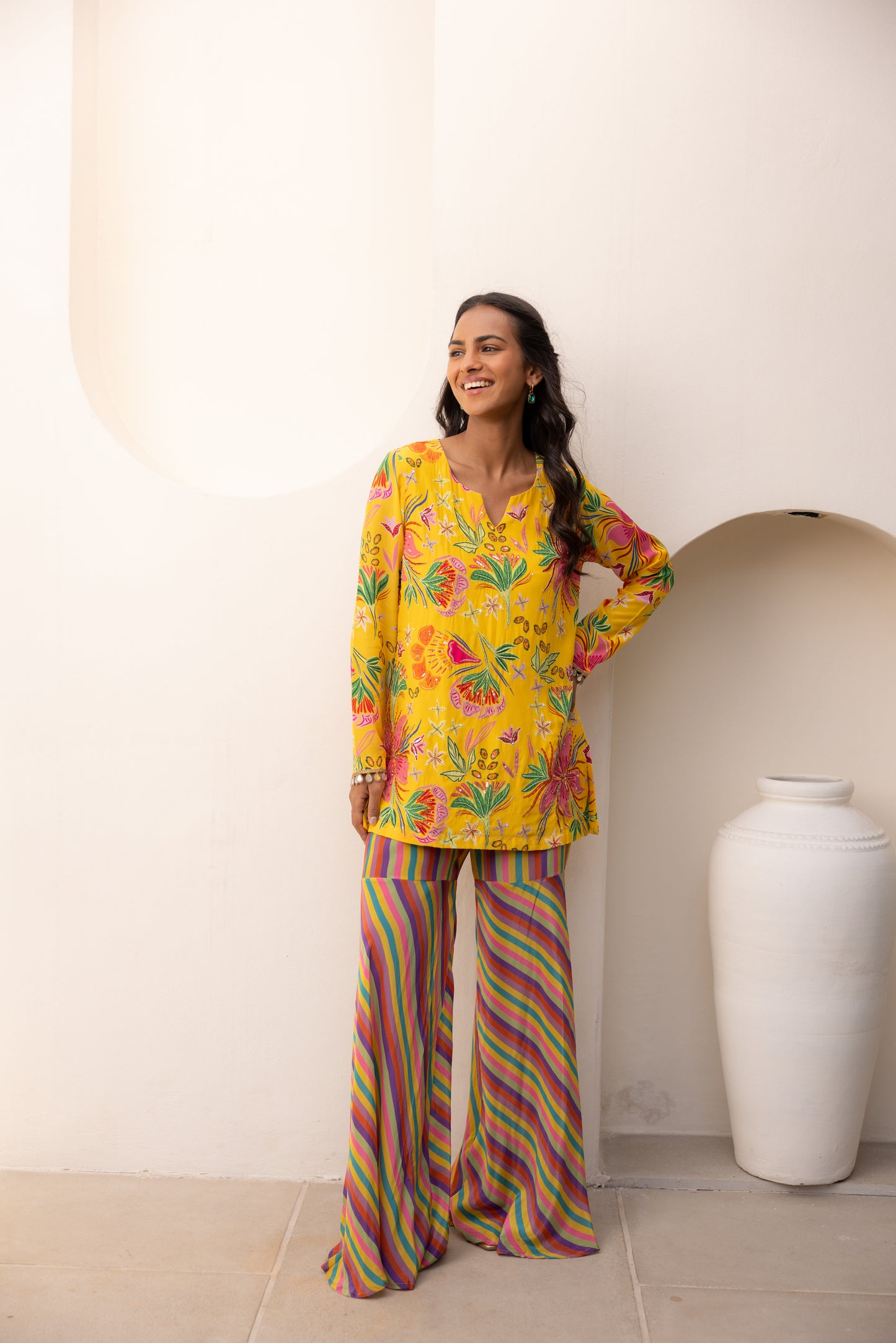 Electra Embroidered Kurta & Pant Set (Mango)