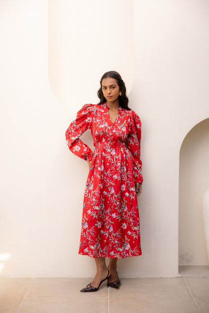 Luna Red Midi Dress