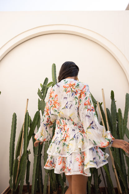 Cloud White Florart Mini Skirt