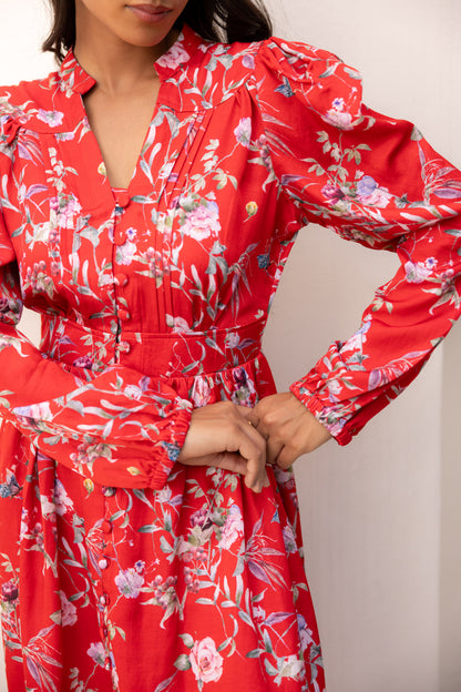 Luna Red Midi Dress