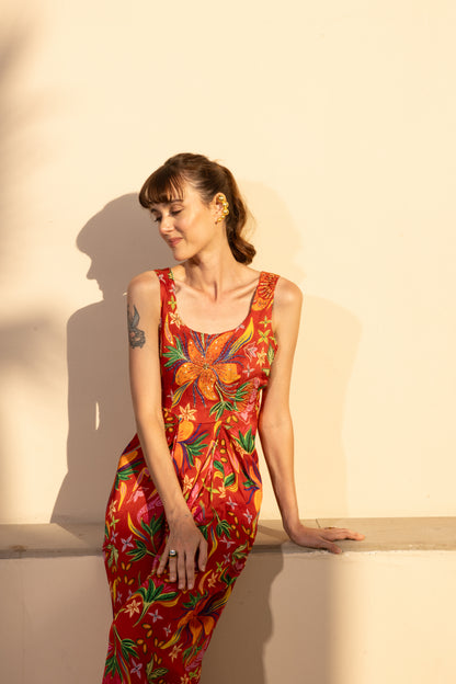 Electra Red Dhoti Skirt