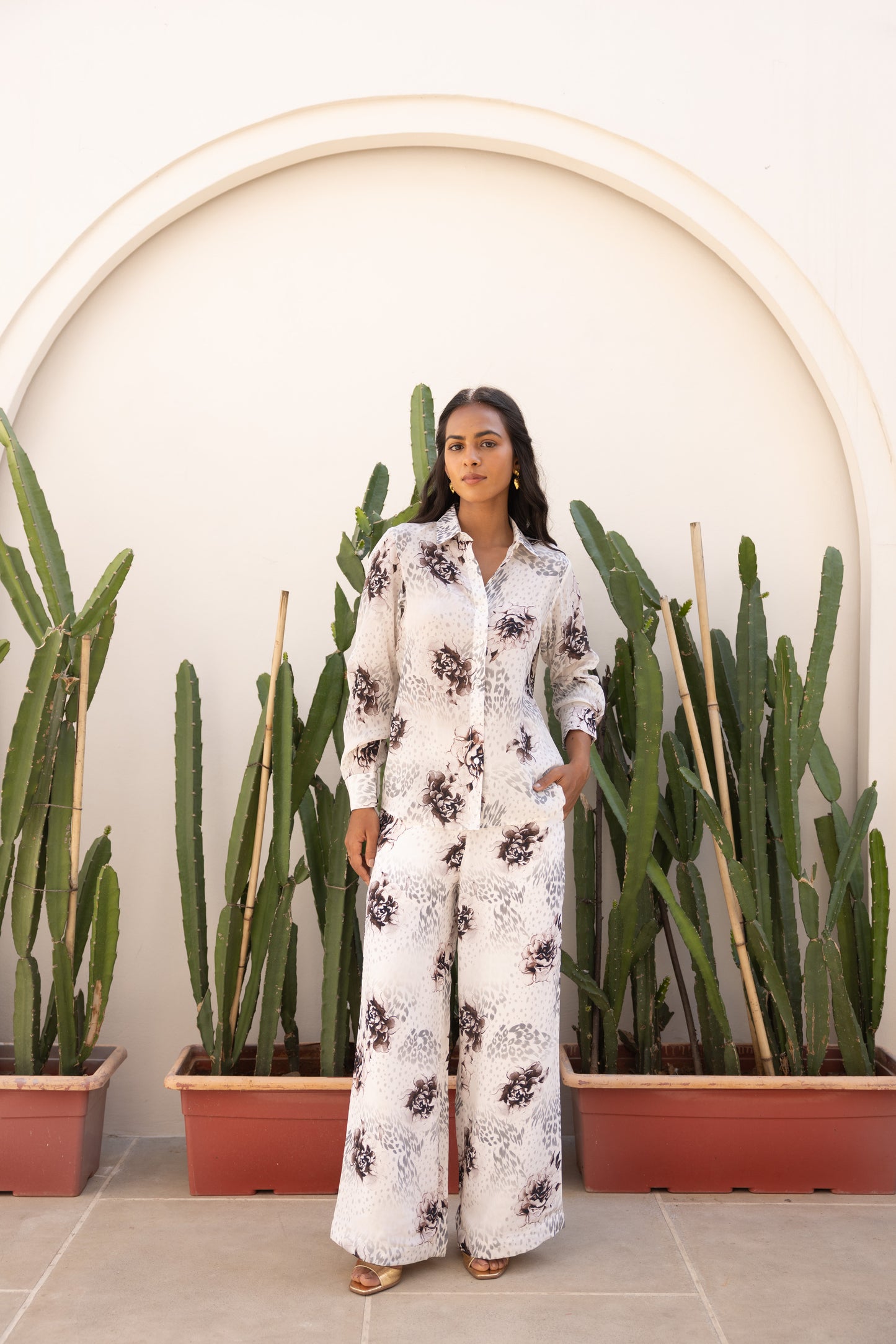 White Rosalia leopard Pant