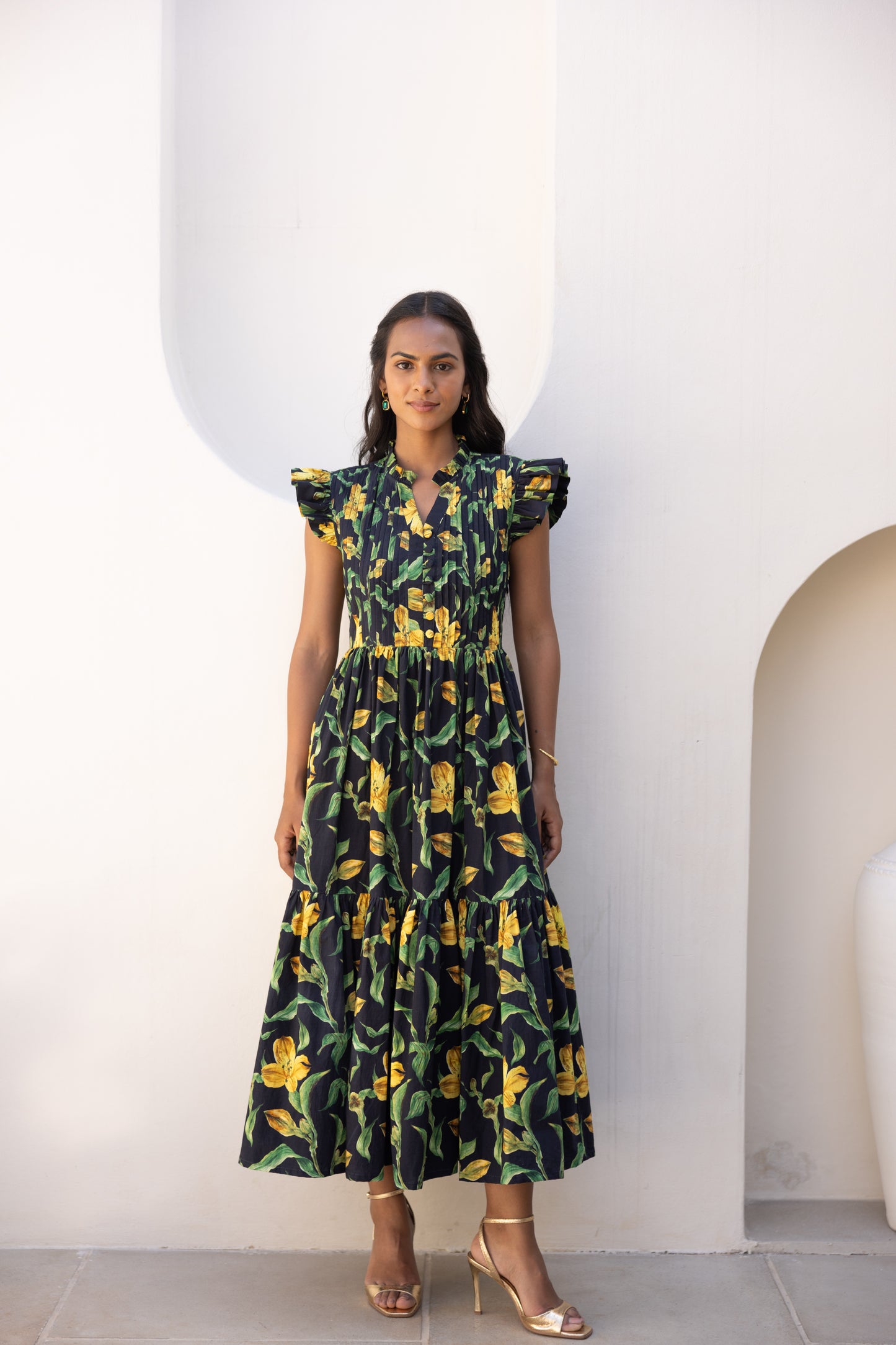 Dramatic Yellow Lily Dress