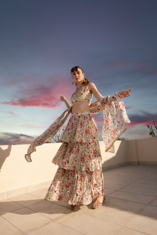 Ivy Off-White Embroidered Set with Dupatta