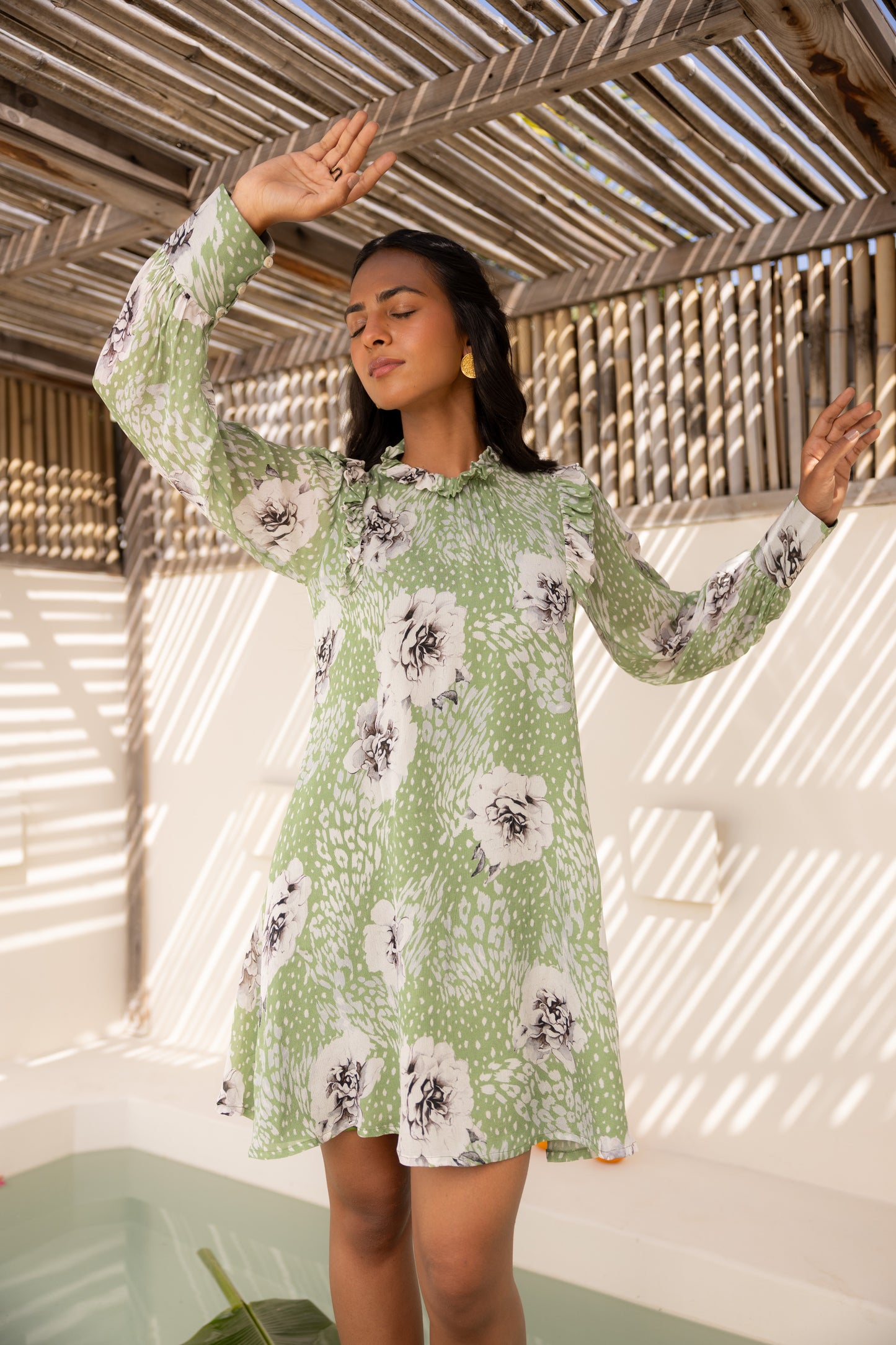 Rosalia Leopard Short Dress (Sage)