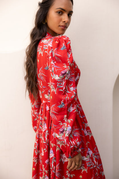 Luna Red Midi Dress