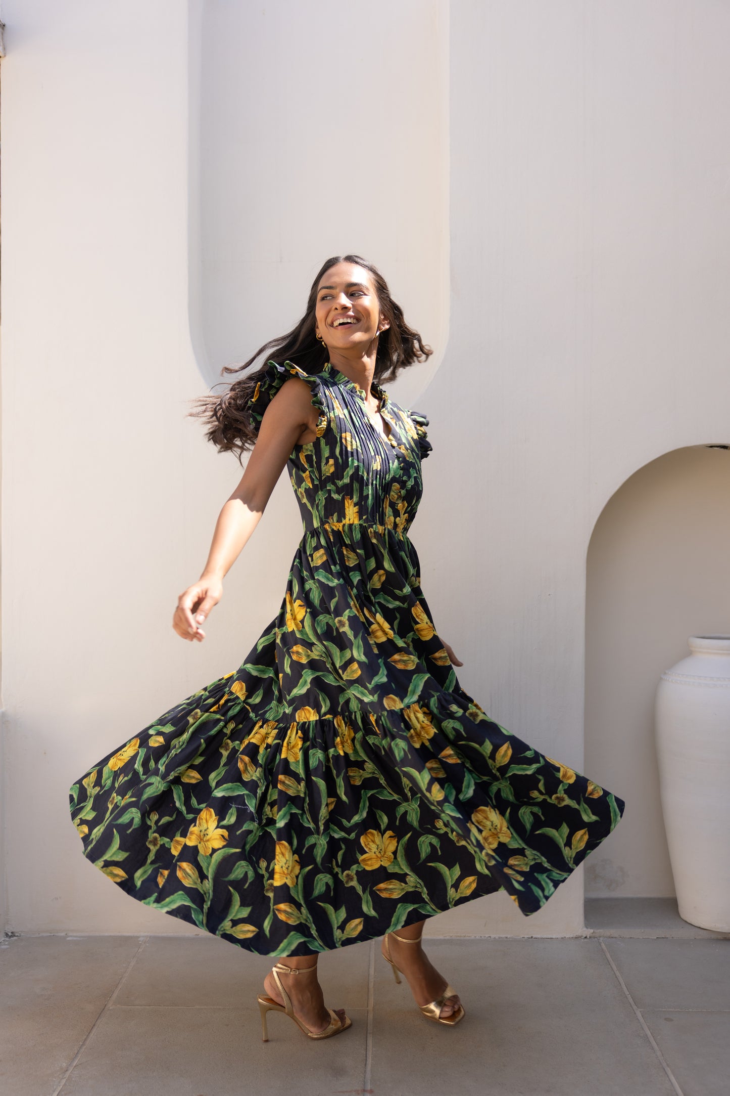 Dramatic Yellow Lily Dress