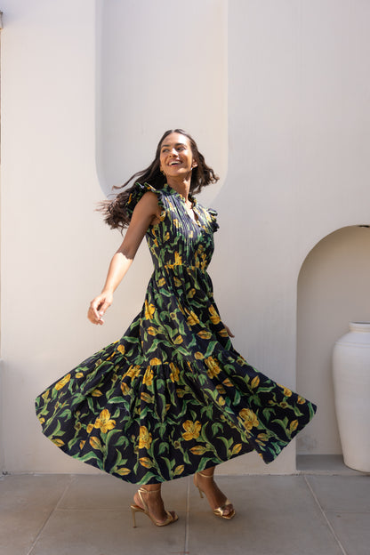 Dramatic Yellow Lily Dress