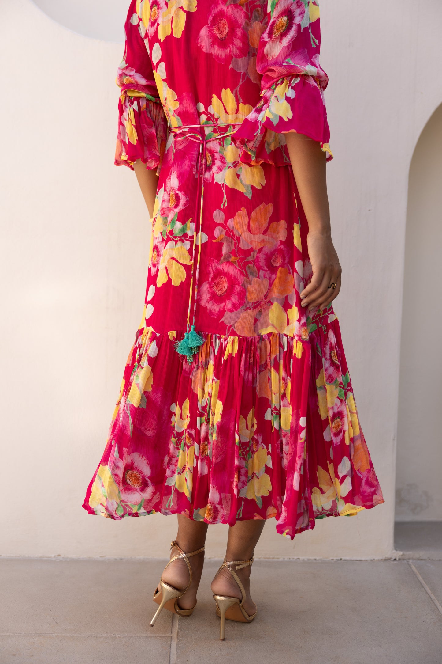 Wildflower Midi Dress (Fuschia)
