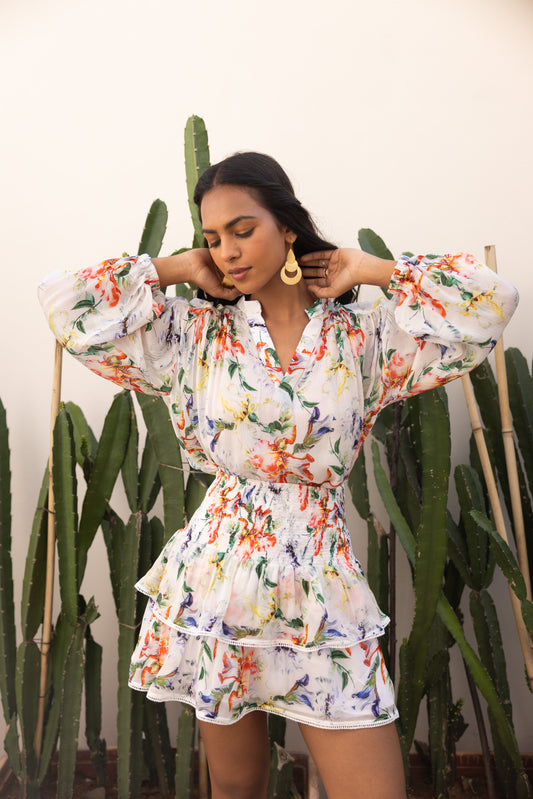 Cloud White Florart Top