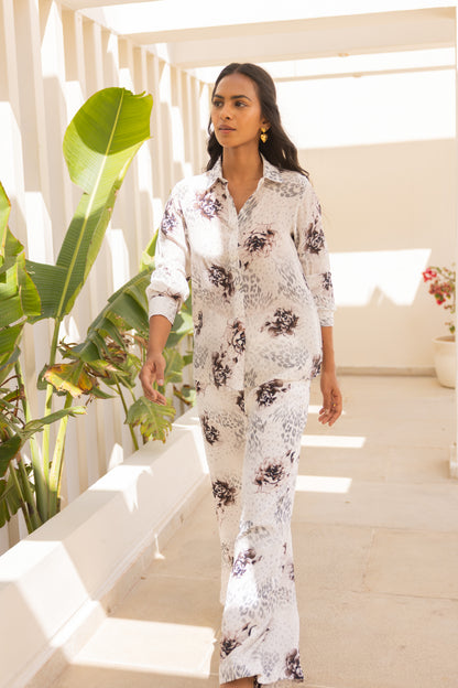 White Rosalia leopard Pant
