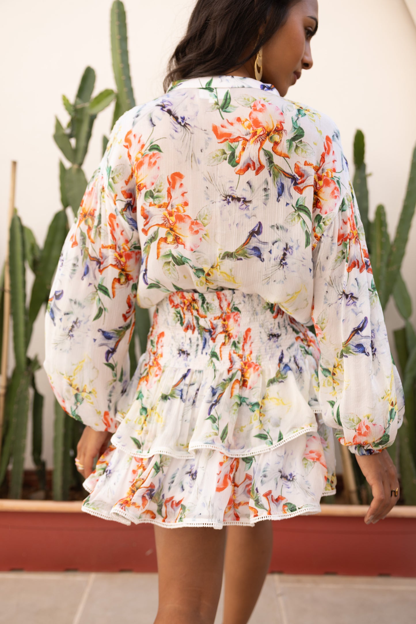 Cloud White Florart Mini Skirt