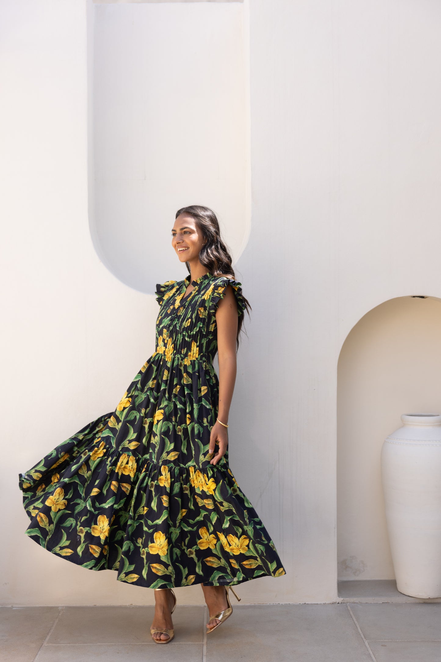 Dramatic Yellow Lily Dress