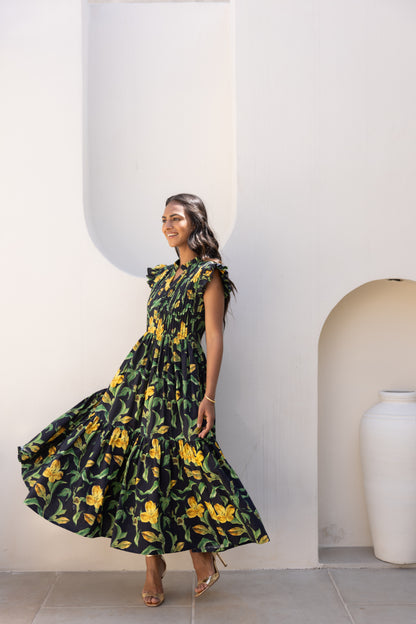 Dramatic Yellow Lily Dress