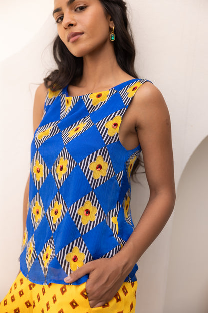 Electric Blue Checkerboard Set