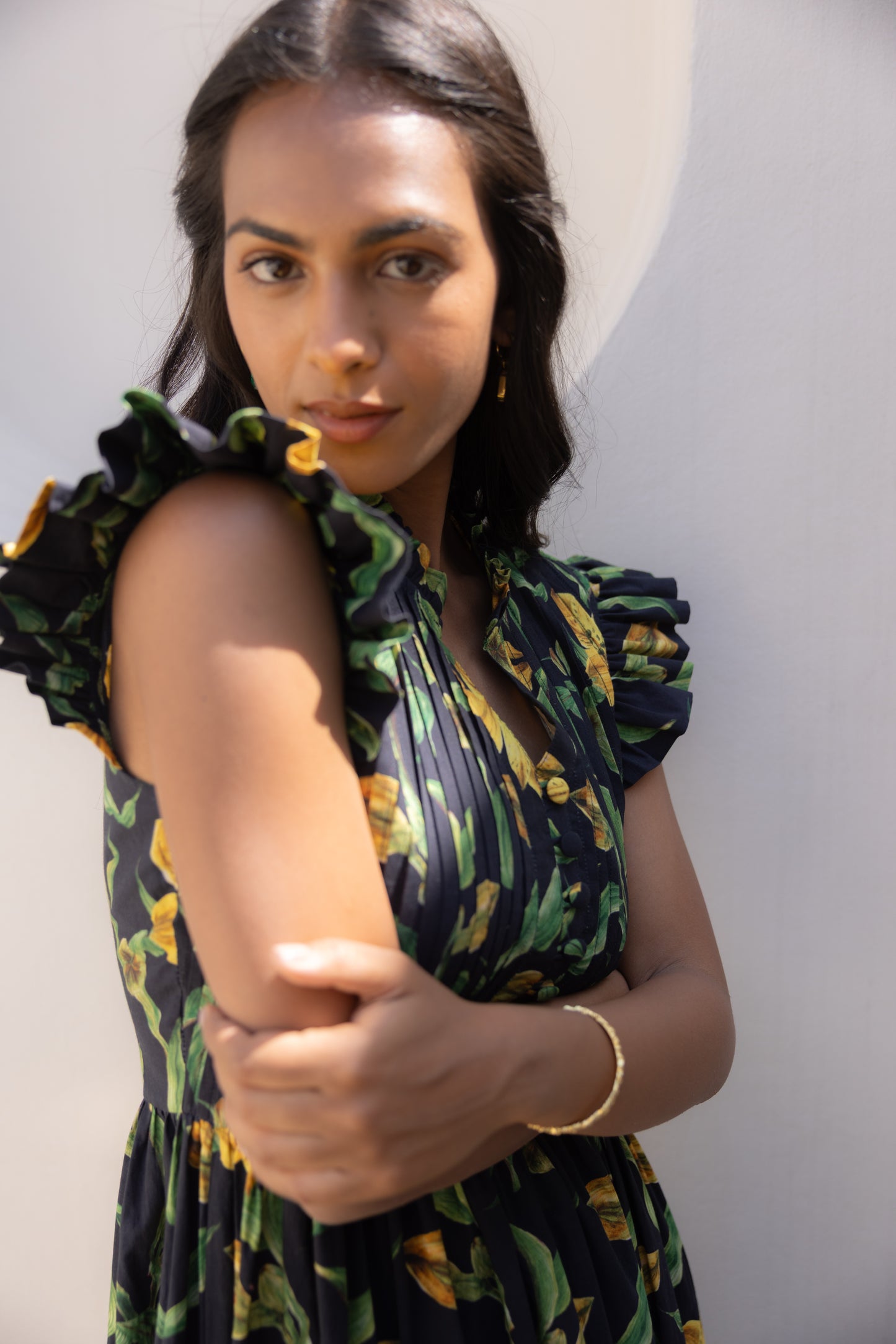 Dramatic Yellow Lily Dress
