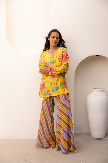 Electra Embroidered Kurta & Pant Set (Mango)