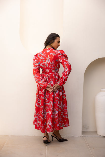 Luna Red Midi Dress