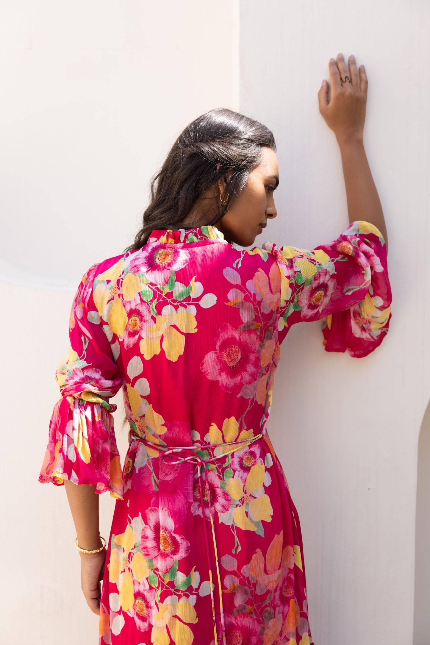 Wildflower Midi Dress (Fuschia)