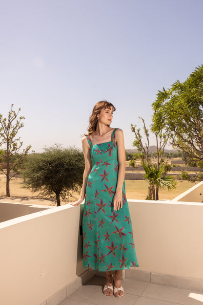 Star Palm Midi Dress