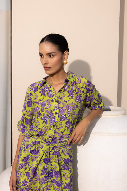 Sage Lavendra Embroidered  Set
