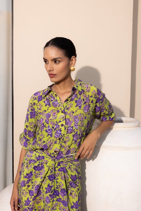 Sage Lavendra Embroidered  Set