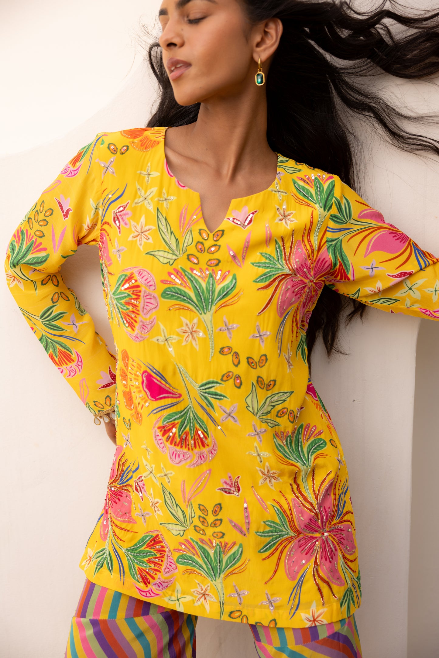 Electra Embroidered Kurta & Pant Set (Mango)