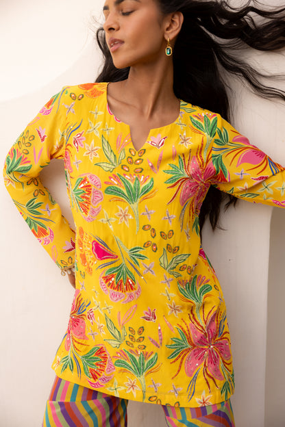 Electra Embroidered Kurta & Pant Set (Mango)