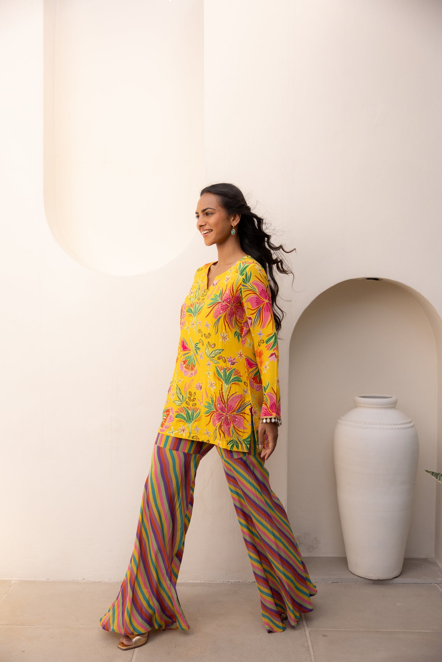 Electra Embroidered Kurta & Pant Set (Mango)