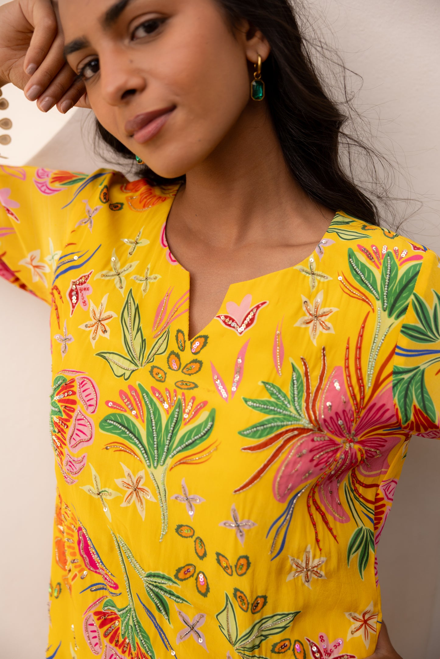 Electra Embroidered Kurta & Pant Set (Mango)