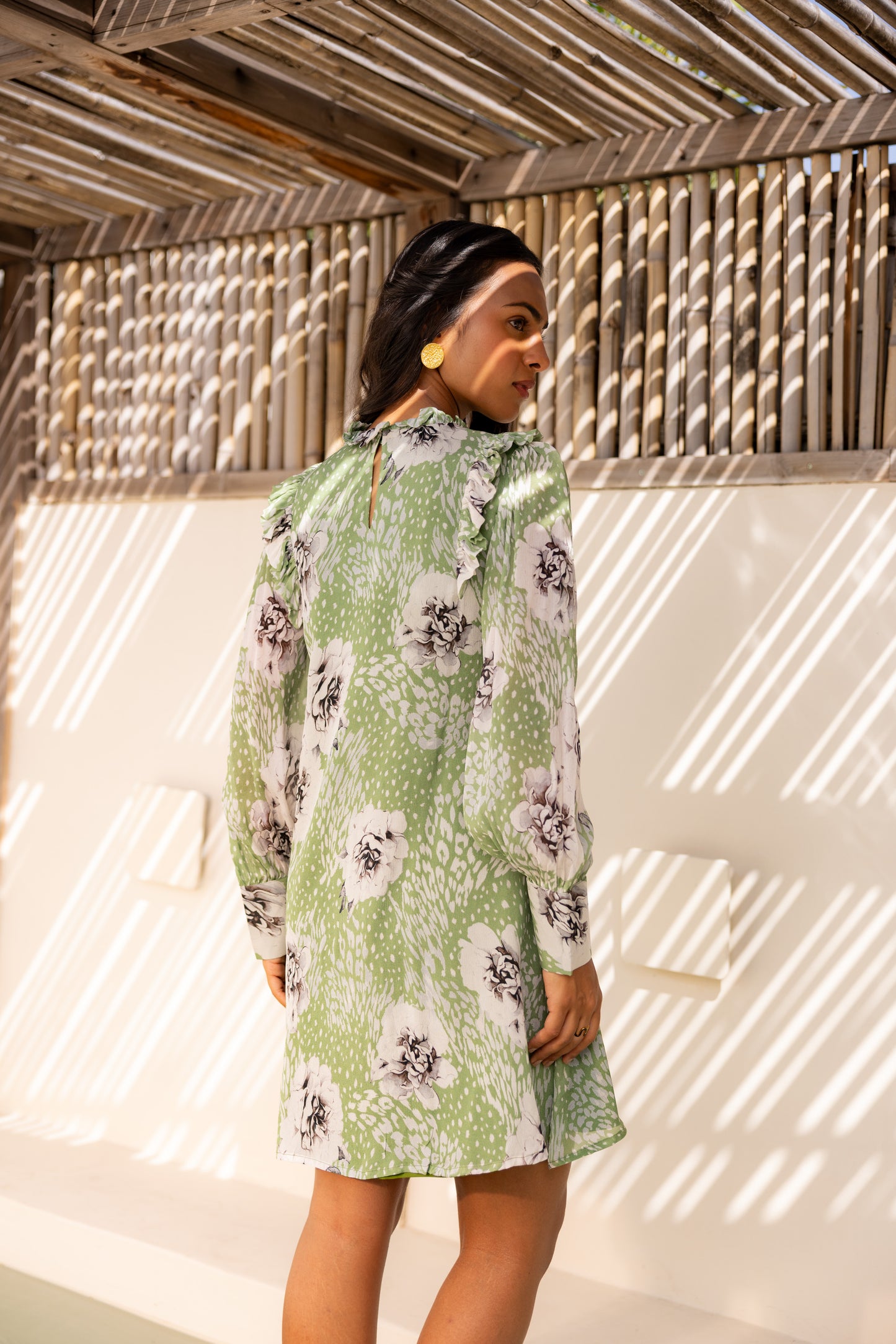 Rosalia Leopard Short Dress (Sage)