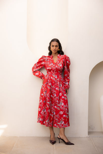 Luna Red Midi Dress