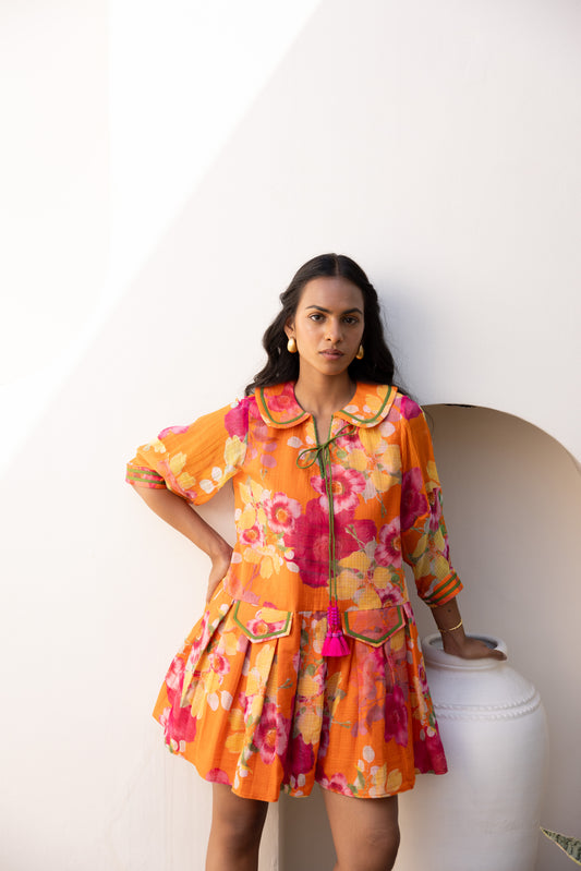 Wildflower Mini Dress (Orange)