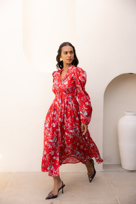Luna Red Midi Dress