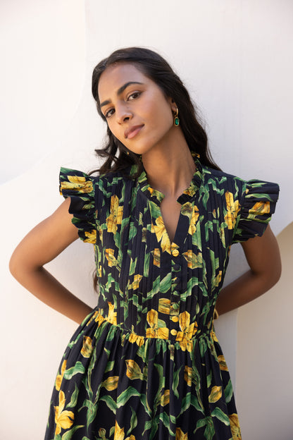 Dramatic Yellow Lily Dress