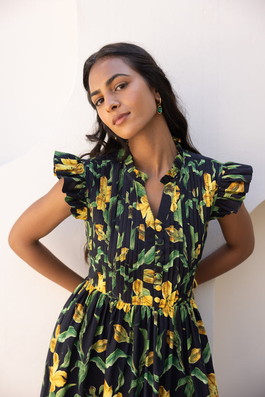 Dramatic Yellow Lily Dress