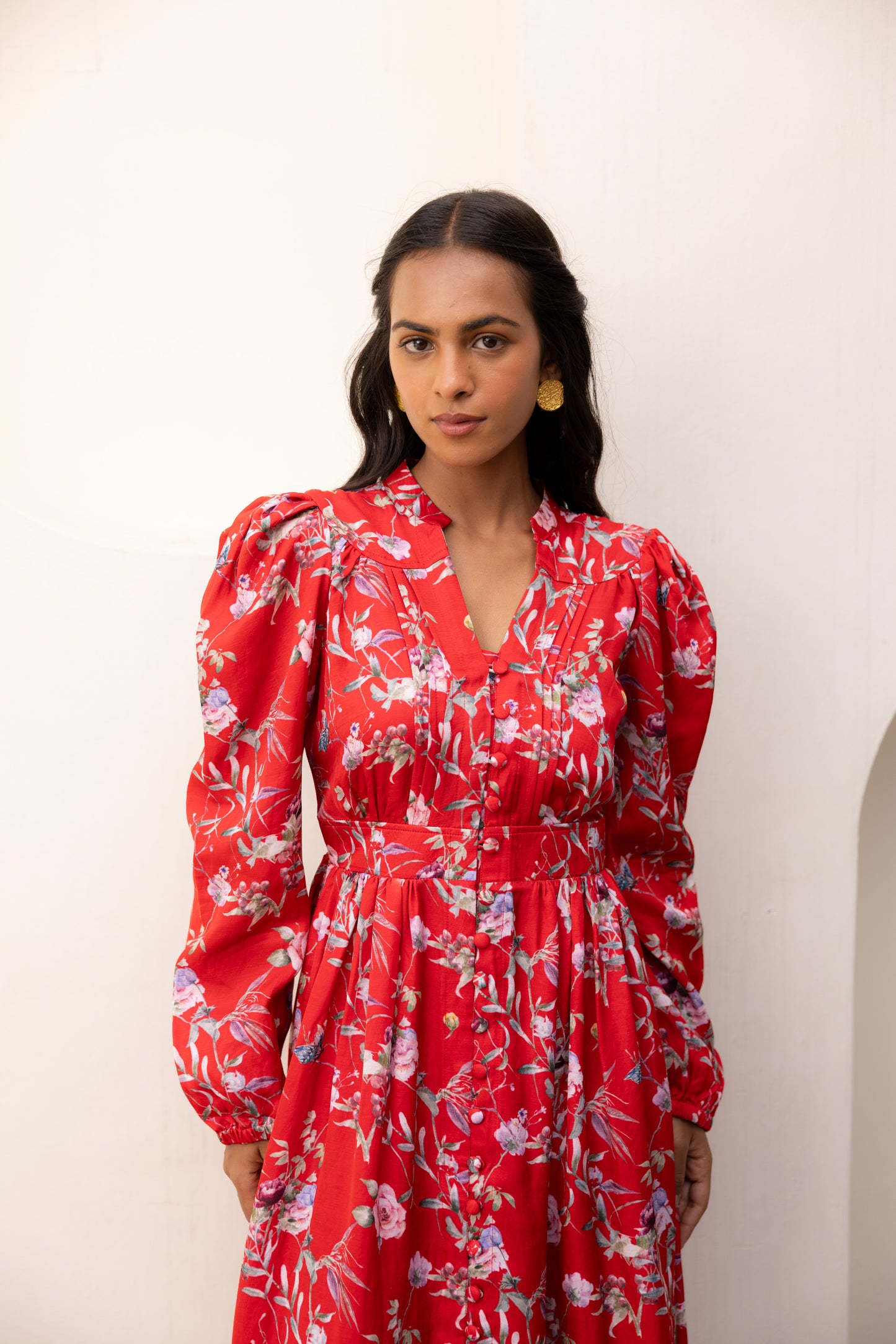 Luna Red Midi Dress